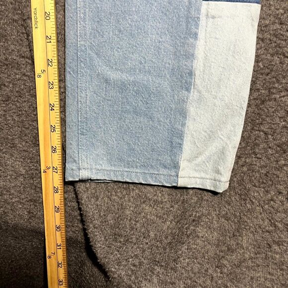 Good American Womens Blue Icon Patchwork Denim Straight Jeans 15 90s 34x27.5 - Picture 6 of 10